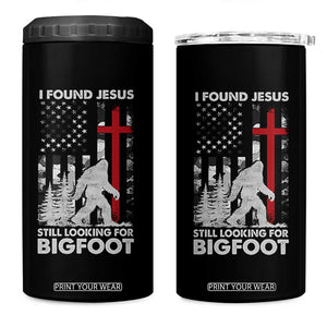 Retro I Found Jesus Still Looking For Bigfoot 4 in 1 Can Cooler Tumbler Camouflage US American Flag Camo TS10 One Size: 16 oz Black Print Your Wear