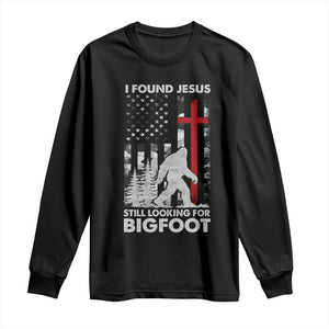 Retro I Found Jesus Still Looking For Bigfoot Long Sleeve Shirt Camouflage US American Flag Camo TS10 Black Print Your Wear