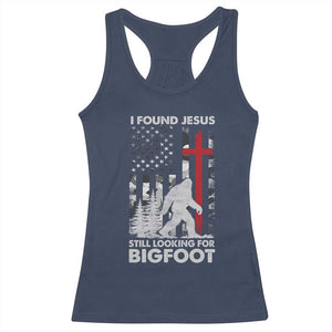 Retro I Found Jesus Still Looking For Bigfoot Racerback Tank Top Camouflage US American Flag Camo TS10 Navy Print Your Wear