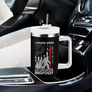 Retro I Found Jesus Still Looking For Bigfoot Tumbler With Handle Camouflage US American Flag Camo TS10 Print Your Wear