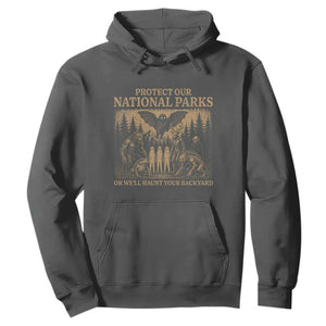 Funny Mothman Protect Our National Parks Hoodie Ghost Wendigo Skull Cryptid Weirdcore Folk Horror TS10 Dark Heather Print Your Wear