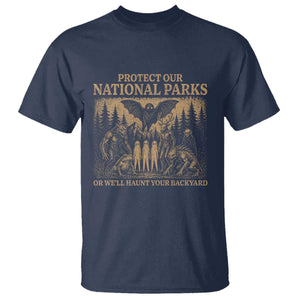 Funny Mothman Protect Our National Parks T Shirt Ghost Wendigo Skull Cryptid Weirdcore Folk Horror TS10 Navy Print Your Wear