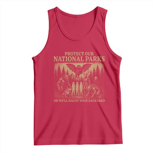 Funny Mothman Protect Our National Parks Tank Top Ghost Wendigo Skull Cryptid Weirdcore Folk Horror TS10 Red Print Your Wear