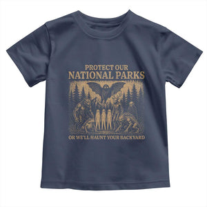 Funny Mothman Protect Our National Parks Toddler T Shirt Ghost Wendigo Skull Cryptid Weirdcore Folk Horror TS10 Navy Print Your Wear