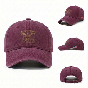 Funny Mothman Protect Our National Parks Washed Cotton Baseball Cap Ghost Wendigo Skull Cryptid Weirdcore Folk Horror TS10 Washed Cap Universal Fit Burgundy Print Your Wear