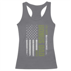 Bonus Dad Racerback Tank Top American Flag Best Bonus Dad Ever Fathers Day TS10 Charcoal Print Your Wear