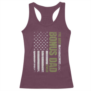 Bonus Dad Racerback Tank Top American Flag Best Bonus Dad Ever Fathers Day TS10 Maroon Print Your Wear