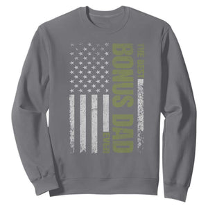 Bonus Dad Sweatshirt American Flag Best Bonus Dad Ever Fathers Day TS10 Charcoal Print Your Wear