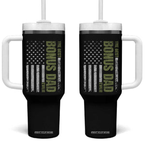 Bonus Dad Tumbler With Handle American Flag Best Bonus Dad Ever Fathers Day TS10 One Size: 40 oz Black Print Your Wear