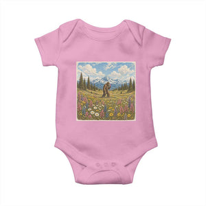 Retro Bigfoot Wildflower Baby Onesie Vintage Sasquatch Funny Cryptid TS10 Light Pink Print Your Wear
