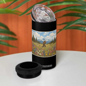 Retro Bigfoot Wildflower 4 in 1 Can Cooler Tumbler Vintage Sasquatch Funny Cryptid TS10 Print Your Wear