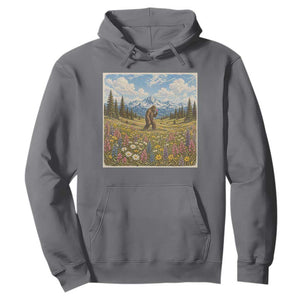 Retro Bigfoot Wildflower Hoodie Vintage Sasquatch Funny Cryptid TS10 Charcoal Print Your Wear