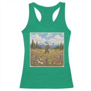 Retro Bigfoot Wildflower Racerback Tank Top Vintage Sasquatch Funny Cryptid TS10 Irish Green Print Your Wear