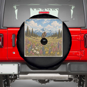 Retro Bigfoot Wildflower Spare Tire Cover Vintage Sasquatch Funny Cryptid TS10 Black Print Your Wear