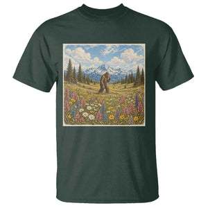 Retro Bigfoot Wildflower T Shirt Vintage Sasquatch Funny Cryptid TS10 Dark Forest Green Print Your Wear