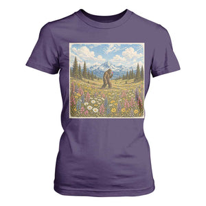 Retro Bigfoot Wildflower T Shirt For Women Vintage Sasquatch Funny Cryptid TS10 Purple Print Your Wear