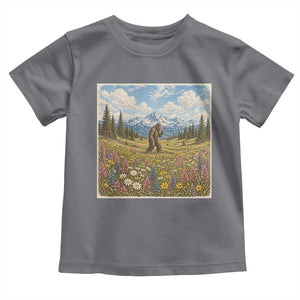 Retro Bigfoot Wildflower Toddler T Shirt Vintage Sasquatch Funny Cryptid TS10 Charcoal Print Your Wear