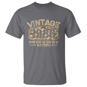 40th Birthday Gift For Men T Shirt Retro Camo 1986 Weird Being The Same Age As Old People TS10 Charcoal Print Your Wear