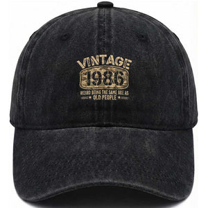 40th Birthday Gift For Men Washed Cotton Baseball Cap Retro Camo 1986 Weird Being The Same Age As Old People TS10 Print Your Wear