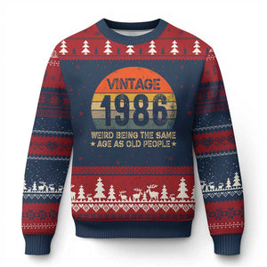 40th Birthday Ugly Christmas Sweater Retro 1986 Weird Being The Same Age As Old People TS10 Navy Red Print Your Wear