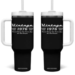 Vintage 50th Birthday Tumbler With Handle 50yr 1976 Weird Being The Same Age As Old People TS10 One Size: 40 oz Black Print Your Wear