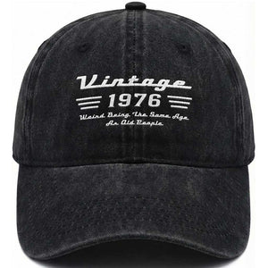 Vintage 50th Birthday Washed Cotton Baseball Cap 50yr 1976 Weird Being The Same Age As Old People TS10 Print Your Wear