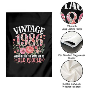 40th Birthday Gifts For Her Garden Flag Floral 1986 Weird Being The Same Age As Old People TS10 Print Your Wear