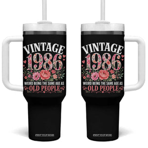 40th Birthday Gifts For Her Tumbler With Handle Floral 1986 Weird Being The Same Age As Old People TS10 One Size: 40 oz Black Print Your Wear