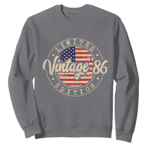 Vintage 1986 Stamp Sweatshirt Funny 40th Birthday USA Flag 40 Year Old Bday TS10 Charcoal Print Your Wear