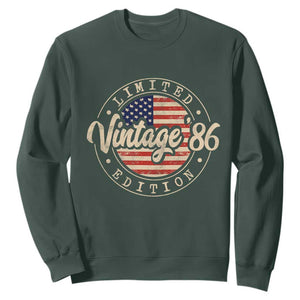 Vintage 1986 Stamp Sweatshirt Funny 40th Birthday USA Flag 40 Year Old Bday TS10 Dark Forest Green Print Your Wear