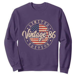 Vintage 1986 Stamp Sweatshirt Funny 40th Birthday USA Flag 40 Year Old Bday TS10 Purple Print Your Wear
