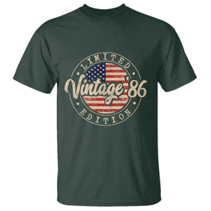 Vintage 1986 Stamp T Shirt Funny 40th Birthday USA Flag 40 Year Old Bday TS10 Dark Forest Green Print Your Wear