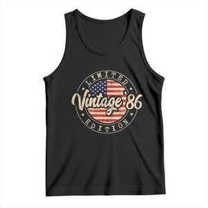 Vintage 1986 Stamp Tank Top Funny 40th Birthday USA Flag 40 Year Old Bday TS10 Black Print Your Wear