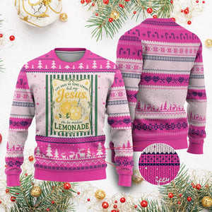 Jesus Lemonade Ugly Christmas Sweater Funny Christian Life Gave Me Lemons But My Jesus Makes Lemonade TS10 Hot Pink Print Your Wear