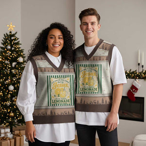 Jesus Lemonade V-Neck Knit Sweater Vest Funny Christian Life Gave Me Lemons But My Jesus Makes Lemonade TS10 Mocha Mousse Print Your Wear