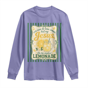 Jesus Lemonade Long Sleeve Shirt Funny Christian Life Gave Me Lemons But My Jesus Makes Lemonade TS10 Violet Print Your Wear