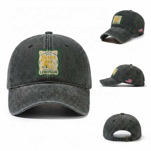 Jesus Lemonade Washed Cotton Baseball Cap Funny Christian Life Gave Me Lemons But My Jesus Makes Lemonade TS10 Washed Cap Universal Fit Dark Green Print Your Wear