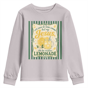 Jesus Lemonade Youth Sweatshirt Funny Christian Life Gave Me Lemons But My Jesus Makes Lemonade TS10 Ice Gray Print Your Wear