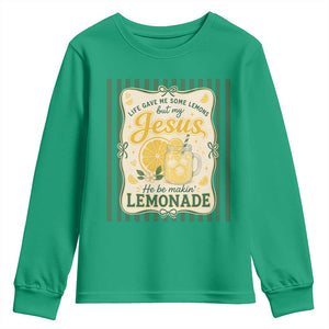 Jesus Lemonade Youth Sweatshirt Funny Christian Life Gave Me Lemons But My Jesus Makes Lemonade TS10 Irish Green Print Your Wear