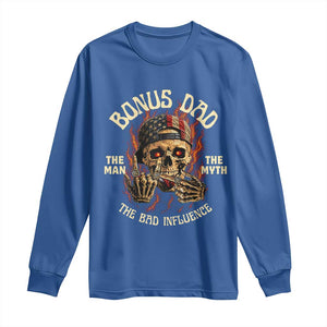 Bonus Dad Long Sleeve Shirt The Man Myth Bad Influence Step Dad Vintage Skull USA Flag TS10 Royal Blue Print Your Wear