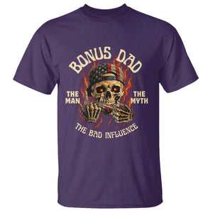 Bonus Dad T Shirt The Man Myth Bad Influence Step Dad Vintage Skull USA Flag TS10 Purple Print Your Wear