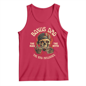 Bonus Dad Tank Top The Man Myth Bad Influence Step Dad Vintage Skull USA Flag TS10 Red Print Your Wear