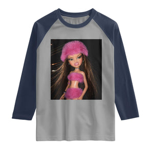 Funny Disgusting Doll Face Meme Raglan Shirt Expression Hilarious Sarcastic TS10 Sport Gray Navy Print Your Wear