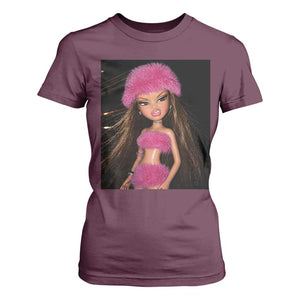 Funny Disgusting Doll Face Meme T Shirt For Women Expression Hilarious Sarcastic TS10 Maroon Print Your Wear
