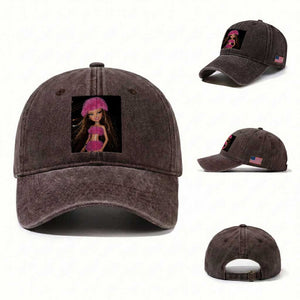 Funny Disgusting Doll Face Meme Washed Cotton Baseball Cap Expression Hilarious Sarcastic TS10 Washed Cap Universal Fit Dark Brown Print Your Wear