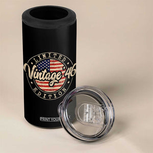 Vintage 1946 Stamp 4 in 1 Can Cooler Tumbler Funny 80th Birthday USA Flag 80 Year Old Bday TS10 Print Your Wear