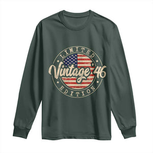 Vintage 1946 Stamp Long Sleeve Shirt Funny 80th Birthday USA Flag 80 Year Old Bday TS10 Dark Forest Green Print Your Wear