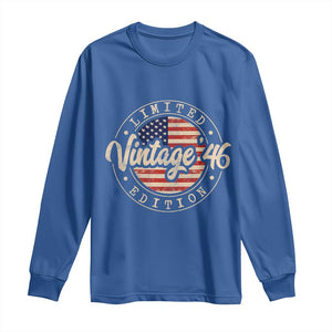 Vintage 1946 Stamp Long Sleeve Shirt Funny 80th Birthday USA Flag 80 Year Old Bday TS10 Royal Blue Print Your Wear