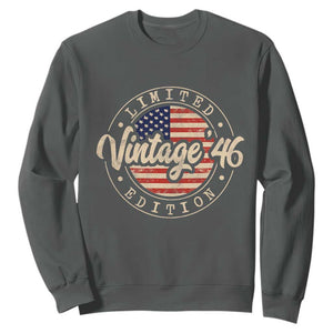 Vintage 1946 Stamp Sweatshirt Funny 80th Birthday USA Flag 80 Year Old Bday TS10 Dark Heather Print Your Wear
