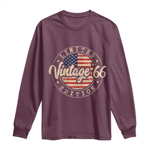 Vintage 1966 Stamp Long Sleeve Shirt Funny 60th Birthday USA Flag 60 Year Old Bday TS10 Maroon Print Your Wear